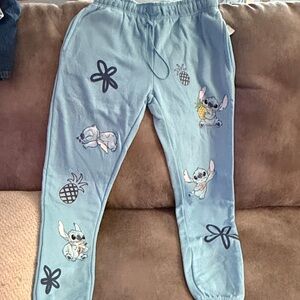 Disney Blue Sweatpants with Character and Pineapple Print